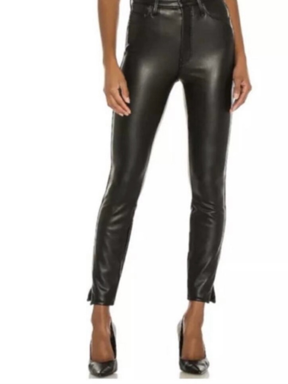 MOTHER Denim High Waisted Vamp Faux Show Size 27 Faux Leather Skinny Jeans